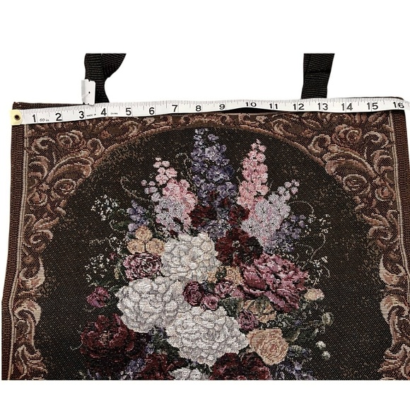 VTG Glynda Turley Tapestry Floral Tote Book Bag Whimsigothic Victorian 16x16 - Picture 6 of 7